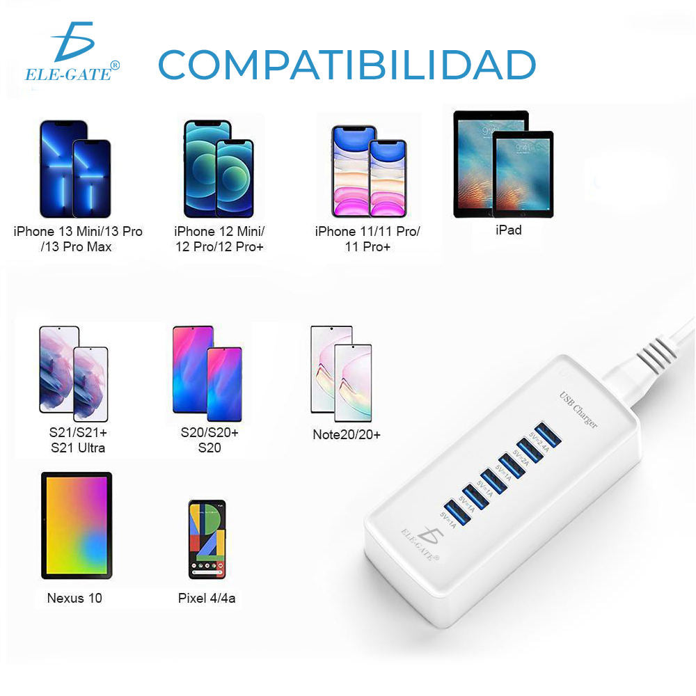 Station de charge rapide USB 6 ports 30W