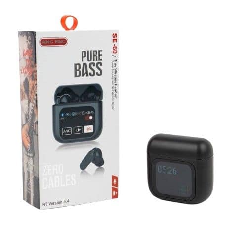 Écouteur Bluetooth Pure Bass SE-60 – ANC | Écran Tactile Intelligent | Son HD