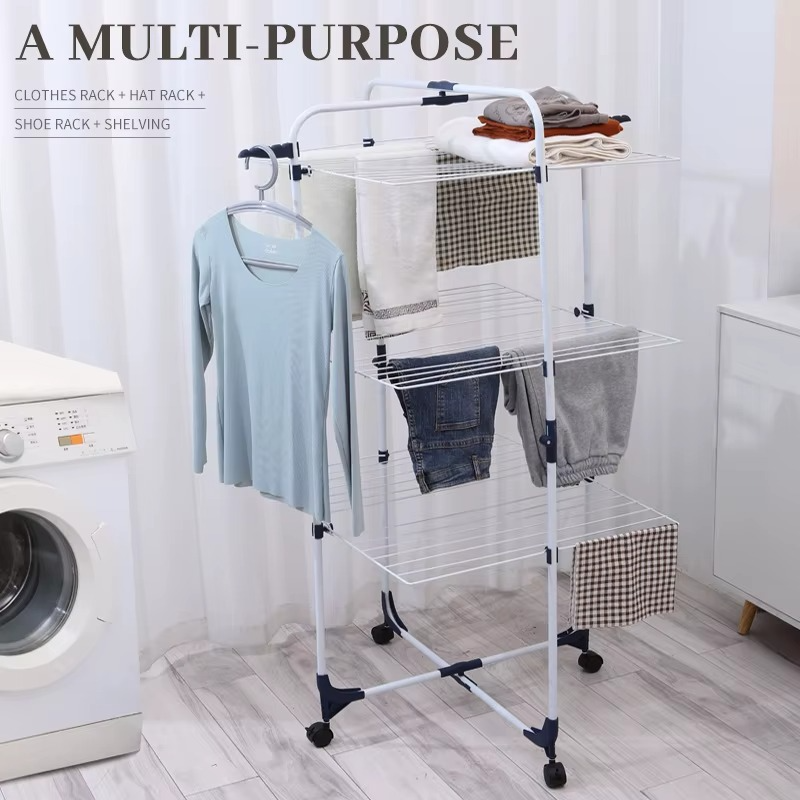Étendoir à Linge Pliable à 3 et 4 Niveaux