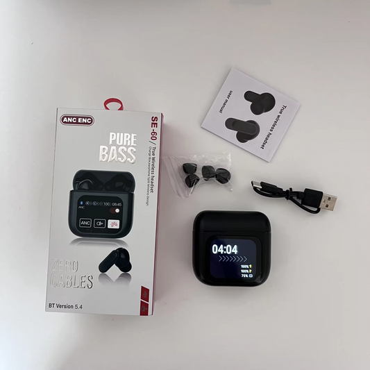 Écouteur Bluetooth Pure Bass SE-60 – ANC | Écran Tactile Intelligent | Son HD